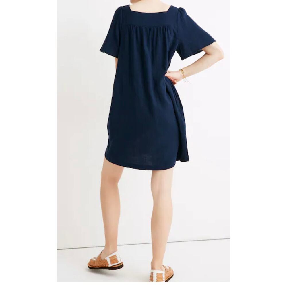 Madewell Patchwork Shift Mini Dress Blue Cotton S… - image 2